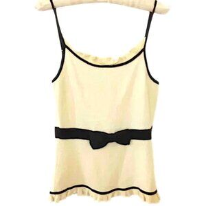 Classiques Entier "CE" Cream Camisole w/Black Bow & Trim  Silk & Cashmere